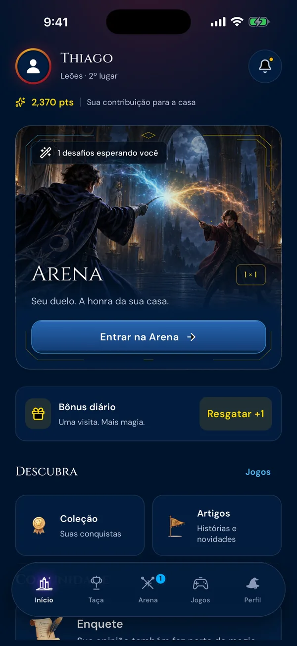 Wizarding Bruno home: the Arena, a daily bonus and the player’s house points