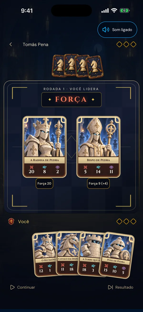 Wizarding Bruno card duel: two cards compared on strength